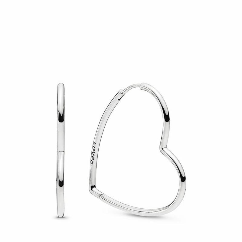 Pandora Asymmetric Hearts of Love Hoop Earrings Large NZ Sale, Sterling Silver (815729-CJF)